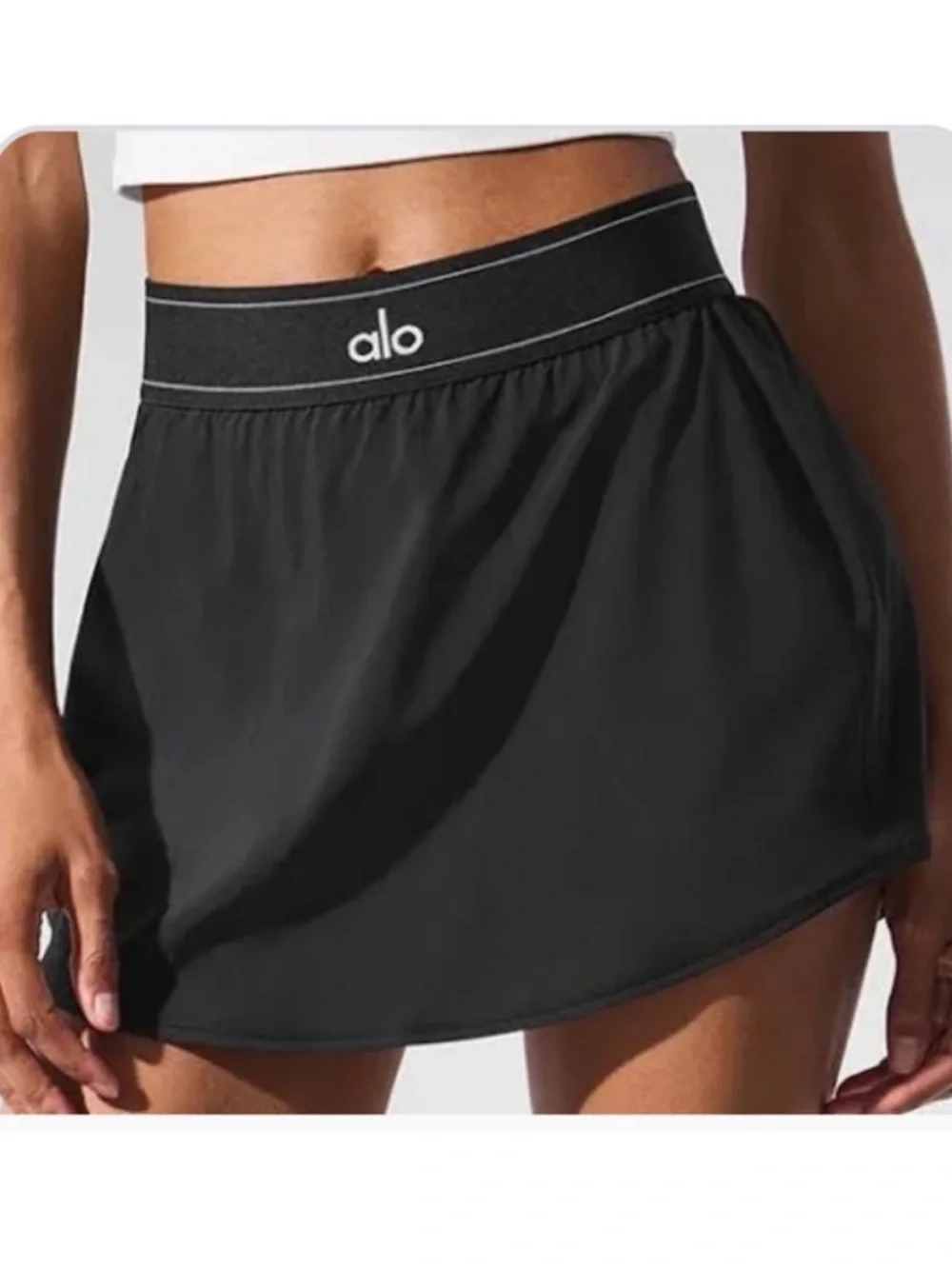 ALO Yoga Match Point Tennis Skirt Skort with Shorts Black Medium NWT NEW